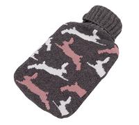 Bolsa de Agua Caliente, Alivio del Dolor de Boca Ancha 2000ML Botella de Agua Caliente de Punto Suave para el Cuello(Conejo negro)