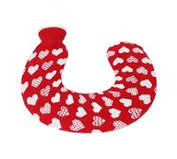 Bolsa de Agua Caliente, Almacenamiento Conveniente 1L de Gran Capacidad, Flexible, Portátil, de Goma, Calentador de Hombros para el Cuello, para Viajes de Invierno(Corazón blanco sobre fondo rojo)