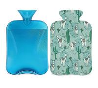 Bolsa de agua caliente bohemia de cactus de alpaca con funda esponjosa, botella de alpaca de gran capacidad, bolsa de agua para noches acogedoras, alivio del dolor, espalda, cuello y hombros
