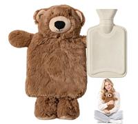 Bolsa de Agua Caliente,Bolsa Agua Caliente Peluche 1L,para Familia Novia | Bolsa de Agua Caliente con Funda,Animales Hot Water Bottle, Desmontable y Lavable, a Prueba de Fugas, Caucho Natural Saco