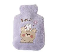Bolsa De Agua Caliente Bolsa de agua caliente 250 ml con diseño oso peluche, conejo y gato, bolsa gruesa for manos pies for invierno(Purple)