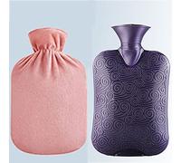 Bolsa de agua caliente Bolsa De Agua Caliente Con Funda Piel Sintética Multicolor 1L-2L(Purple,2000ML)
