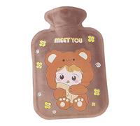 Bolsa de agua caliente, bolsa de agua caliente con tapa | Bolsa de agua caliente de invierno de peluche de 500 ml, calentador portátil con almohadilla térmica suave para pies, cama y cintura