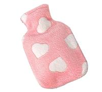 Bolsa de agua caliente, bolsa de agua caliente y fría, bolsa de agua caliente de felpa, simpático calentador de pies de 1 litro con forro acolchado en forma de corazón de peluche, perfecto para las