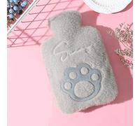 Bolsa de Agua Caliente Bolso de agua caliente de goma con tapa de felpa cubierta de punto 2 litros de inyección de agua botella de agua caliente y es un gran regalo Artefacto cálido (Color : Gris)