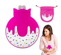Bolsa de agua caliente, botella de agua de goma - Bolsa Bolsa para botella de agua caliente con diseño de donut - Calentador de pies desmontable para niños, botella de agua caliente, bolsa caliente,