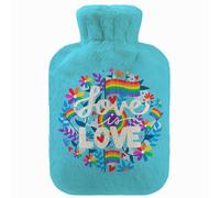 Bolsa de agua caliente caucho forro polar 2 litros Botella De Agua De Gran Capacidad Una botella con un colorido suéter Love Love Blue [092]