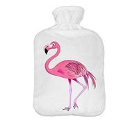 Bolsa de agua caliente caucho forro polar 2 litros Botella De Agua De Gran Capacidad Una botella con un colorido suéter Rosa flamenco [092]