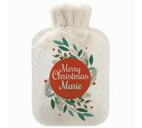 Bolsa de agua caliente caucho forro polar 2 litros Personalisado Botella De Agua De Gran Capacidad Una botella con un colorido suéter Merry Christmas Mistletoe [092]