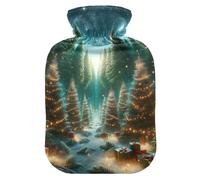 Bolsa de agua caliente Christmas Stars Lights con cubierta suave, calentador de pies, cubierta suave, bolsa de agua caliente para cuello, hombros y calambres menstruales, 1 litro