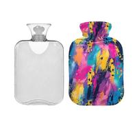 Bolsa de agua caliente colorida con funda, bolsa de agua caliente de invierno de 1 litro para calambres menstruales, cuello, hombros, alivio del dolor de espalda, compresa caliente y fría