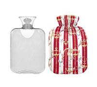 Bolsa de agua caliente con bonita funda, bolsas de agua caliente de 2 litros para calambres menstruales, cuello, hombros, alivio del dolor de espalda, calentador de manos y pies, cadenas doradas,
