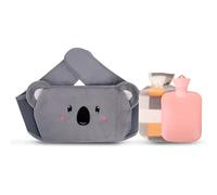 Bolsa de agua caliente con cinturón de 120 cm para botella de agua caliente, cinturón 3 en 1, bolsa de agua caliente de PVC, 1 L, con funda suave y funda de cintura, para cuello y hombros, espalda y