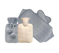 Bolsa de agua caliente con cinturón y funda mullida, bolsa de agua caliente for compresas frías y calientes, alivio del dolor menstrual for cuello, hombros, espalda(Light Gray 3-Piece Set,1000ml)