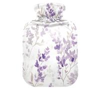 Bolsa de agua caliente con cubierta suave, calentador de manos y pies, color morado, floral, lavanda, bolsa de agua caliente para calambres menstruales, pequeña