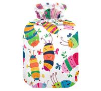 Bolsa de agua caliente con cubierta suave para calentar los pies, bonita bolsa de agua caliente de oruga para cuello, hombros y calambres menstruales, pequeña
