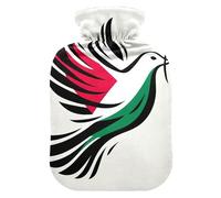 Bolsa de agua caliente con cubierta suave para calentar los pies con funda suave, símbolo de paz, bolsa de agua caliente blanca para compresas frías y calientes, tamaño mediano