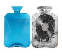 Bolsa de agua caliente con diseño abstracto de registro de música negra con funda, bolsa de agua caliente de 2 litros para aliviar el dolor, cuello suave y hombros, calentador de pies, compresa
