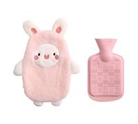 Bolsa de agua caliente con diseño de animales adorables con inserción de doble cara, calentador de manos, bolsa de agua caliente de peluche con cubierta de felpa para aliviar el dolor, verde, café,