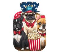 Bolsa de agua caliente con diseño de bandera americana de Cute Dogs para compresas frías y calientes, 2 litros