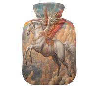 Bolsa de agua caliente con diseño de caballo alado con funda de forro polar suave, bolsa de agua caliente para aliviar el dolor de cuello y hombros, terapias frías y calientes, talla S