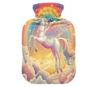 Bolsa de agua caliente con diseño de caballo alado con funda de forro polar suave, bolsa de agua caliente para aliviar el dolor de cuello y hombros, terapias frías y calientes, talla S