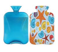 Bolsa de agua caliente con diseño de concha de mar con funda esponjosa, 2 L, gran capacidad, bolsa de agua para noches acogedoras, alivio del dolor, espalda, cuello y hombros