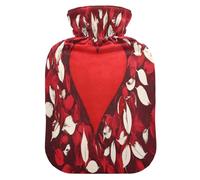 Bolsa de agua caliente con diseño de corazón rojo de San Valentín con funda de forro polar suave, bolsa de agua caliente para aliviar el dolor de cuello y hombros, terapias frías y calientes, talla S