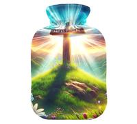 Bolsa de agua caliente con diseño de cruz de primavera de Pascua con funda suave, bolsa de agua caliente para aliviar el dolor de cuello y hombros, pequeña