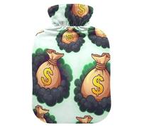 Bolsa de agua caliente con diseño de dibujos animados Money Dollar Mint con funda suave, calentador de manos, pies, regalo de invierno, bolsa de agua caliente para cuello, hombros y calambres