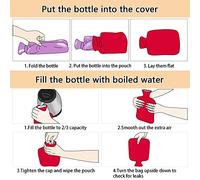 Bolsa de agua caliente con diseño de estrella de mar roja sobre amarillo, bolsa de agua caliente transparente para calambres, alivio del dolor, calentador de pies de PVC de 1 litro