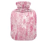 Bolsa de agua caliente con diseño de flores rosas vintage con funda de forro polar suave, bolsa de agua caliente para aliviar el dolor de cuello y hombros, terapias frías y calientes, talla S