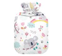 Bolsa de agua caliente con diseño de koala de la selva y funda suave y cálida para cama de invierno, cuello y hombros, 1 L
