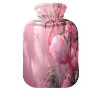 Bolsa de agua caliente con diseño de rosas de flamenco de San Valentín con funda de forro polar suave, bolsa de agua caliente para aliviar el dolor de cuello y hombros, terapias frías y calientes,