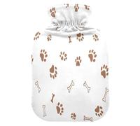 Bolsa de agua caliente con estampado de huellas de perro con funda de forro polar suave, bolsa de agua caliente para aliviar el dolor de cuello y hombros, terapias frías y calientes, talla L