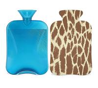 Bolsa de agua caliente con estampado de jirafa con funda esponjosa, botella de jirafa de gran capacidad, bolsa de agua para noches acogedoras, alivio del dolor, espalda, cuello y hombros