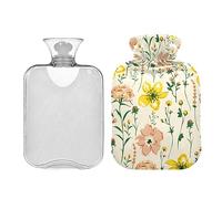 Bolsa de agua caliente con estampado de leopardo y rosa con funda de forro polar suave, bolsa de agua caliente para aliviar el dolor de cuello y hombros, terapias frías y calientes, talla L