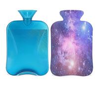 Bolsa de agua caliente con estampado de noche de galaxia con funda esponjosa, 2 L, botella de galaxia, bolsa de agua para noches acogedoras, alivio del dolor, espalda, cuello y hombros