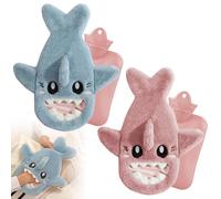 Bolsa De Agua Caliente Con Funda, 2 Piezas Bolsa Agua Caliente 1L, Botella De Agua Caliente De Goma, Bolsas Agua Caliente, Botellas De Agua Caliente Extraíble Para Manos, Estómago Y Cuello