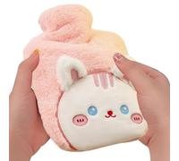 Bolsa de agua caliente con funda , bolsa de agua caliente con funda de felpa, bolsa de agua caliente, cubierta de animales, botella de agua fría, calentador portátil para mujeres, pies de manos