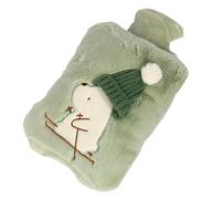 Bolsa de agua caliente con funda, bolsa de agua caliente de 2000 ml para compresión fría y caliente, calentador de pies para invierno, color verde