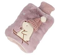 Bolsa de agua caliente con funda, bolsa de agua caliente de 2000 ml para compresión fría y caliente, calentador de pies para invierno, color gris