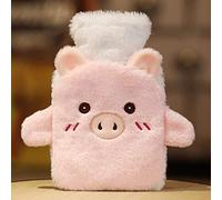 Bolsa de Agua Caliente con Funda Cerdo Lindo Rosa Bolsa Calor Cama para Dormir Pies Peluche Caliente con Suave Hot Water Bottle para Noches Frías de Invierno No Hay Fugas 1L