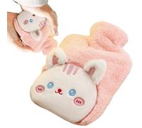 Bolsa de agua caliente con funda de felpa, bolsa de agua caliente con funda | Cojín de calor dulce, cubierta de animales, bolsa de agua fría, portátil, calentador acogedor para el invierno, clima frío