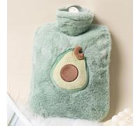 Bolsa de agua caliente con funda de felpa suave y bonita, compresa caliente y fría, compresa caliente a prueba de fugas for dolor, disfunción menstrual, calambres y dolores musculares.(Green,500ML)