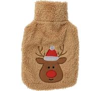 Bolsa de agua caliente con funda de felpa suave y dulce diseño de animales, 28 x 18 cm, 0,85 litros