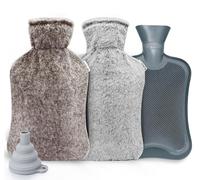 Bolsa de agua caliente con funda de fieltro, botella de cama con funda extraíble supersuave, calentador de pies, ideal para aliviar el dolor, regalo para familiares y amigos