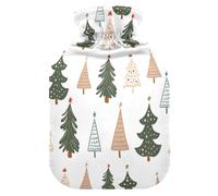 Bolsa de agua caliente con funda de forro polar suave para el alivio del dolor de cuello y hombros, con diseño de árbol de Navidad (8)