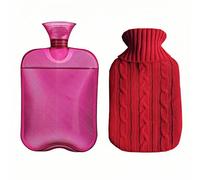 Bolsa de agua caliente con funda de punto, calentador de manos y pies, bolsa de agua caliente de 2 l for cólicos menstruales, terapias de frío y calor, bolsa de hielo.(Red)