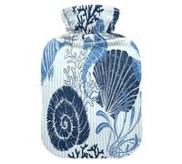 Bolsa de agua caliente con funda, diseño de caballito de mar, 2 L, a prueba de fugas, para calentador de manos, pies, cuello, hombros, espalda, alivio del dolor muscular, compresa fría